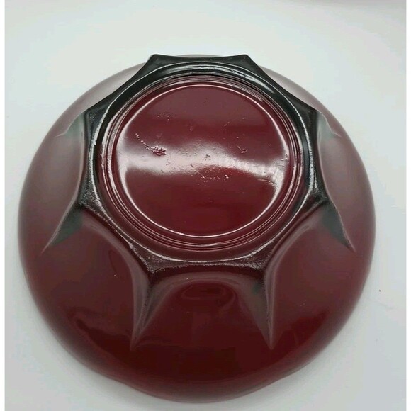 Anchor Hocking Ruby Red Oyster Glass Berry Bowls Custard Cups Scalloped Set 3 - Picture 4 of 4
